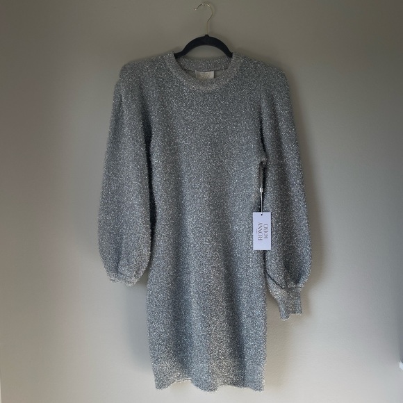 NWT Ronny Kobo Torn Geovany Silver Metallic Dress - Picture 5 of 7